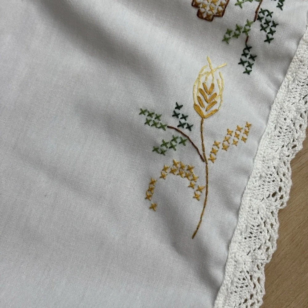 Cross Stitch Thanksgiving Table Runner Dresser Scarf Fall Autumn Cornucopia 42